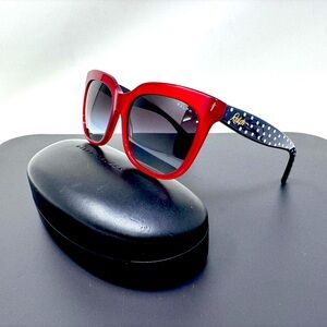 Ralph Lauren Red Sunglasses with White polka dots on side